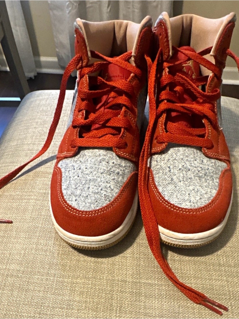 Jordan Kids Red and Gray High-Top Sneakers